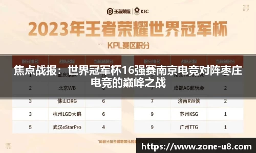 焦点战报：世界冠军杯16强赛南京电竞对阵枣庄电竞的巅峰之战
